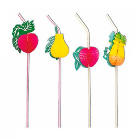 Plastic rietje flexibel PS Fruit Design Ø0,5cm (50 stuks) 33cm (50 stuks) 