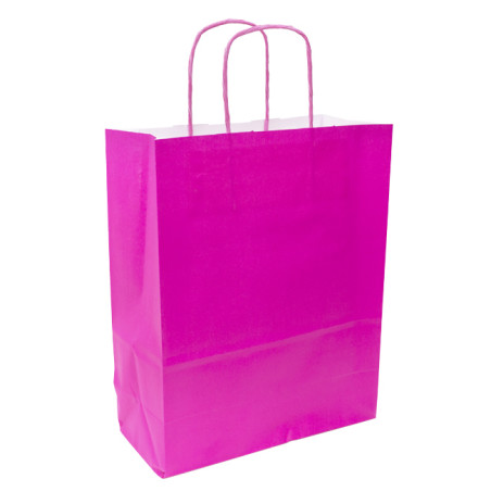 fuchsia Papieren zak met handgrepen 90g/m² 22+10x28cm (25 stuks)