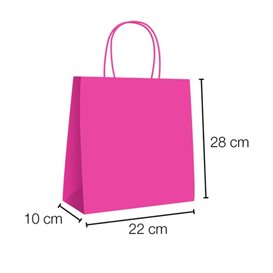 fuchsia Papieren zak met handgrepen 90g/m² 28+10x22 cm (250 stuks)