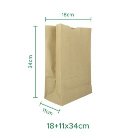 Papieren zak zonder handvat kraft 60g/m² 18+11x34cm (25 stuks) 