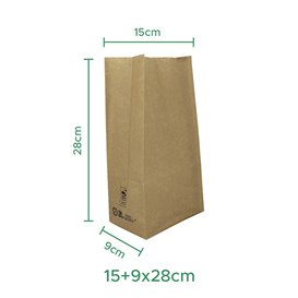 Papieren zak zonder handvat kraft 50g/m² 15+9x28cm (1.000 stuks)