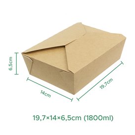 Oosterse Maaltijdbox Kraft 19,7x14x6,5cm 1800ml (25 Units)