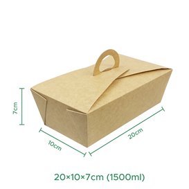 American Box with handles "Doggy Bag" Kraft 20x10x7cm (140 Units)