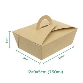 American Box with handles "Doggy Bag" Kraft 12x9x5cm (25 Units)