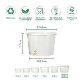 Papieren ijs Container Eco-Vriendelijk 310ml (1200 stuks)