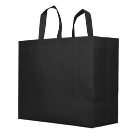 Niet geweven PREMIUM tas met korte hengsels zwart 45+20x40cm (25 stuks)