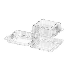 Plastic scharnierende bakkerij Container PET 18x9,5x6cm (220 stuks)