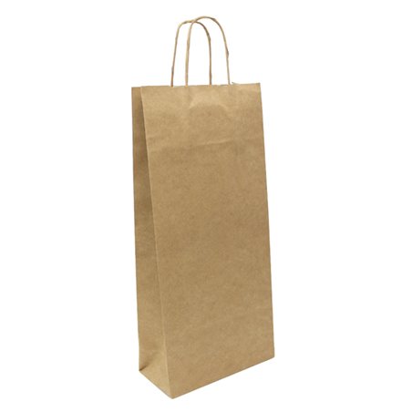 Papieren Zak voor Flessen met Handgrepen Kraft 18+8x39cm (300 stuks)