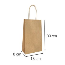 Papieren Zak voor Flessen met Handgrepen Kraft 18+8x39cm (300 stuks)