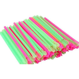 Plastic recht rietje PS lepel 4 colofs Ø0,6cm 20cm (10000 stuks)