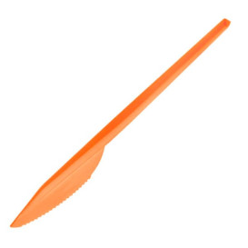 Plastic PS mes  oranje 16,5 cm (15 stuks) 