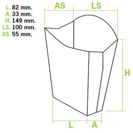 Papieren Container voor frietenkraft groot maat 8,2x3,3x14,9cm (400 stuks)