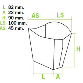 Papieren Container voor frietenkraft klein maat 8,2x2,2x9cm (600 stuks)