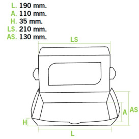 Papieren take-out Container "Premium" 21x13x3,5cm 730ml (25 stuks)