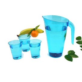 Plastic pot PS Herbruikbaar turkoois 1.500 ml (20 stuks)