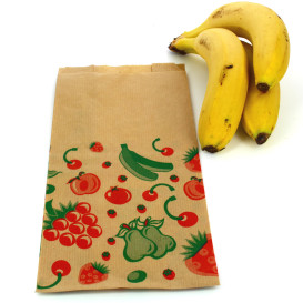 Papieren voedsel zak Fruit Design 14+7x28cm (100 stuks) 