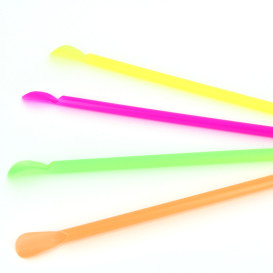 Plastic recht rietje PS lepel 4 colofs Ø0,6cm 20cm (250 stuks)