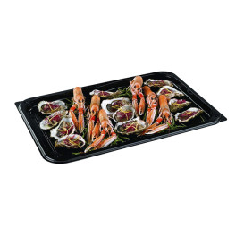 Plastic dienblad met Deksel zwart 55x37 cm (25 stuks) 